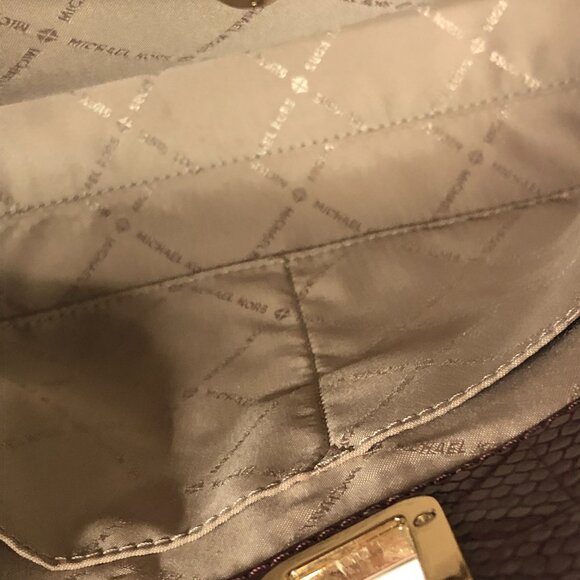 Michael Kors Burgundy Embossed Leather Satchel - Picture 8 of 14